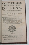 Coutumes du bailliage de Sens avec les notes de Me. Jean Penon - 1732 - Photo 0 - livre du XVIIIe siècle