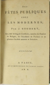 Grobert - Des fêtes publiques chez les modernes - An X (1802) - Relié - Photo 0, livre ancien du XIXe siècle