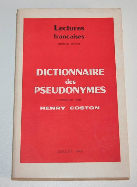 COSTON (Henry) - Dictionnaire des pseudonymes - 1961 - 1/500 ex - Photo 0 - livre d'occasion
