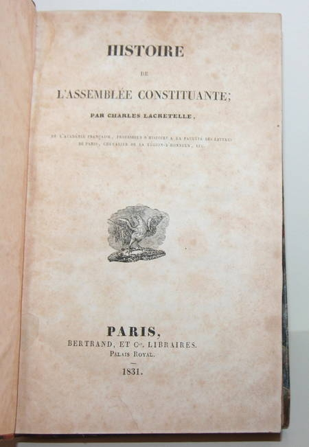 Lacretelle - Histoire de l assemblée constituante - 1831 - Photo 1, livre rare du XIXe siècle