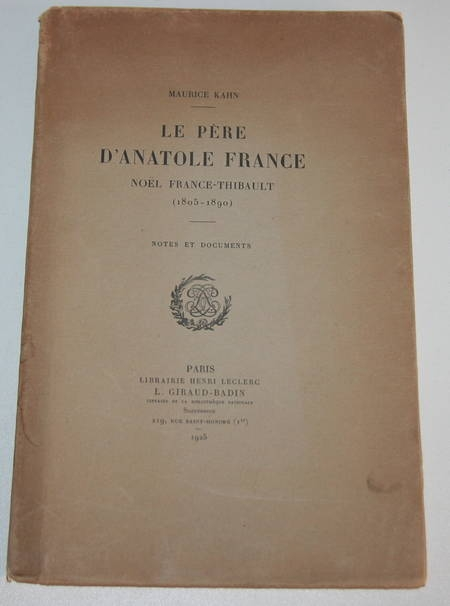 Maurice Kahn - Le père d'Anatole France - 1925 - 1/25 pour Ronald Davis - Photo 0, livre rare du XXe siècle