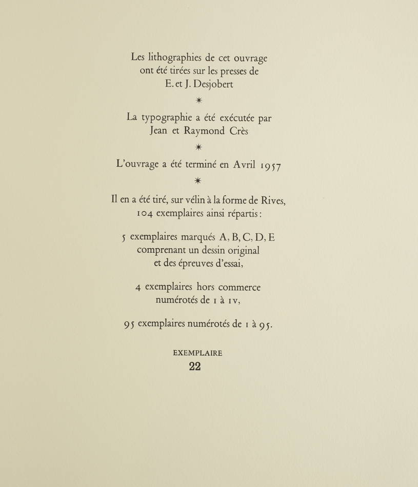 KAFKA - 15 lithographies couleurs de Chancel - 1957 - Signées et justifiées - Photo 3, livre rare du XXe siècle