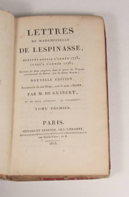Lettres de mademoiselle de Lespinasse - 2 volumes - 1815 Opuscules de d Alembert - Photo 1, livre rare du XIXe siècle
