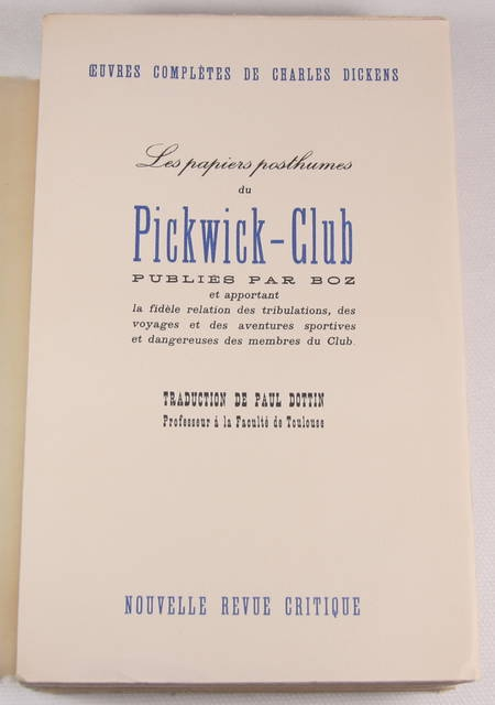 DICKENS (Charles) - Les papiers posthumes du Pickwick-Club - NRC - 1937 - Photo 0 - livre du XXe siècle