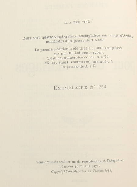 Francis JAMMES - Cloches pour deux mariages - 1923 EO sur vergé d Arches - Photo 1, livre rare du XXe siècle