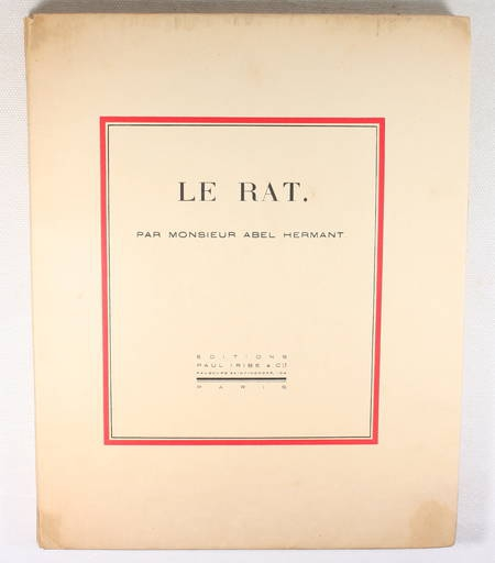 Photo livre n°1. HERMANT Abel. Le rat, livre rare du XXe siècle