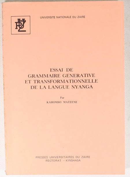 Photo livre n°1. MATEENE Kahombo. Essai de grammaire générative et, livre rare du XXe siècle