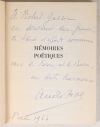 PIOT (André) - Mémoires poétiques - 1963 - Envoi de l auteur - Photo 0, livre rare du XXe siècle