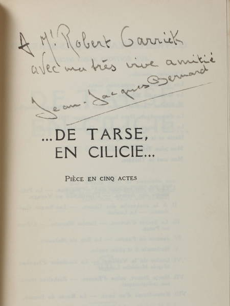 Photo livre n°1. BERNARD Jean-Jacques. De Tarse en Cilicie Pièces, livre rare du XXe siècle