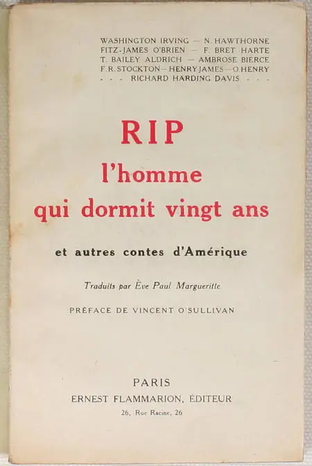 IRVING etc Rip, l'homme qui dormit vingt ans & autres contes d'Amérique - 1924 - Photo 0, livre rare du XXe siècle