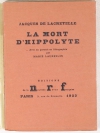 DE LACRETELLE - La Mort d Hippolyte.Lithographie originale de M. Laurencin 1923 - Photo 1, livre rare du XXe siècle