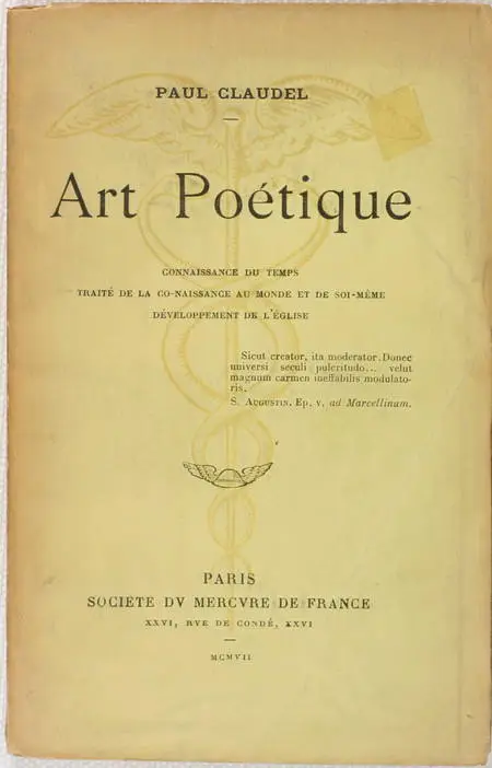 CLAUDEL (Paul). Art poétique, livre rare du XXe siècle