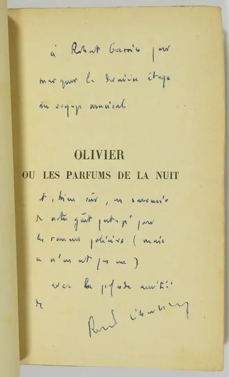 Robert SEBASTIEN - Olivier ou les parfums de la nuit - 1934 - Envoi - Photo 0, livre rare du XXe siècle