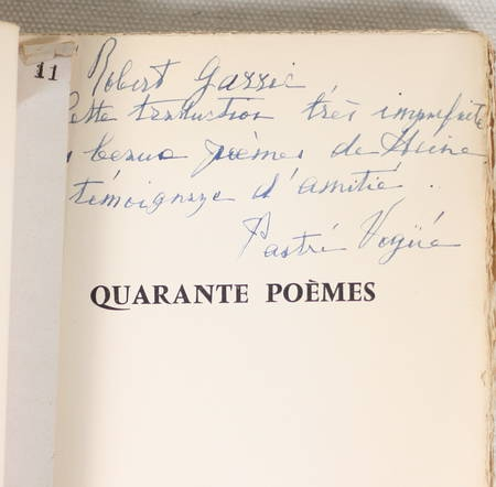 HEINE - 40 poèmes - Texte allemand - Traduction de Diane de Vogüé - 1956 - Photo 0, livre rare du XXe siècle