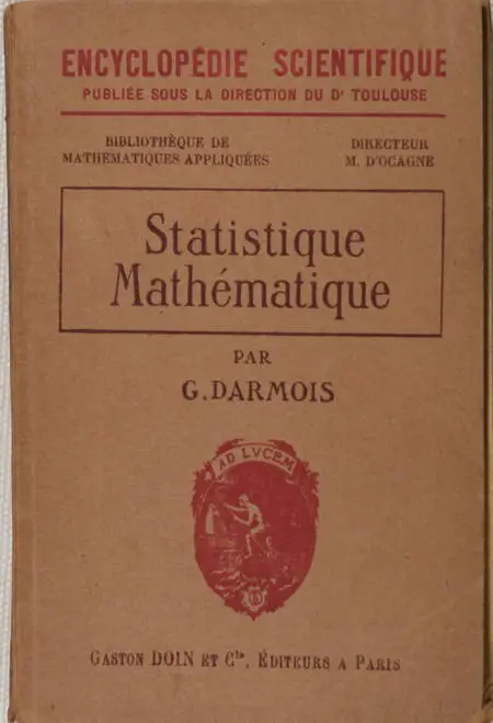 Georges DARMOIS - Statistique mathématique - 1928 - EO - Photo 0, livre rare du XXe siècle