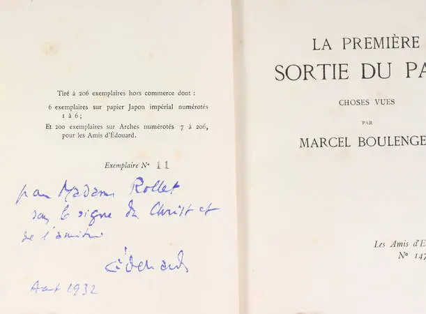 Photo livre n°2. BOULENGER Marcel. La première sortie du pape, livre rare du XXe siècle