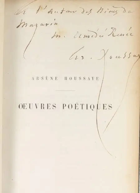 HOUSSAYE - Oeuvres poetiques - 1857 - Relié - Envoi signé - Photo 0 - livre de collection