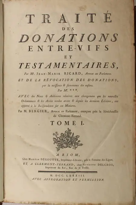 [Droit Picardie] RICARD - Oeuvres : Traités, coutumiers, ... - 1783 - 2 vol in-f - Photo 1, livre ancien du XVIIIe siècle