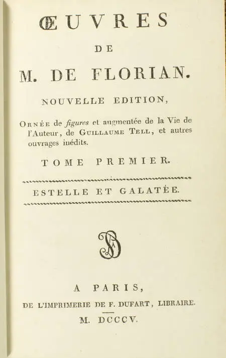 FLORIAN Estelle et Galatée 1805 Reliure de Petit sr de Simier - fig. de Queverdo - Photo 2, livre ancien du XIXe siècle