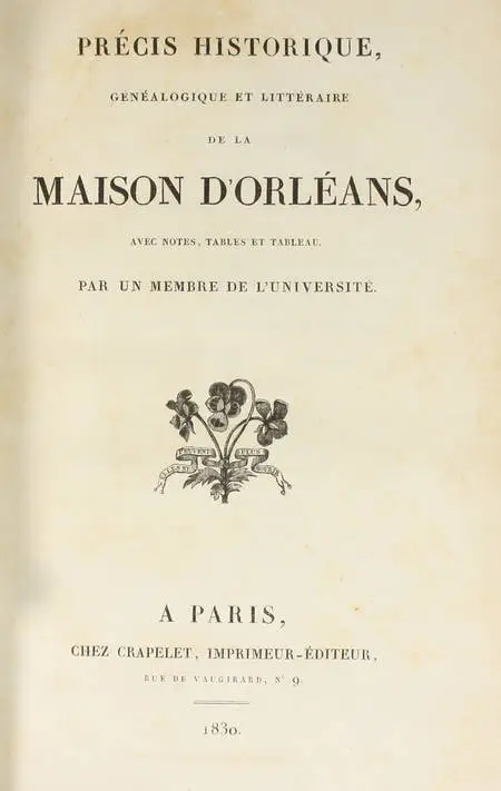 Photo livre n°4. PEIGNOT Gabriel et. Recueil concernant la maison d'Orléans, livre rare du XIXe siècle