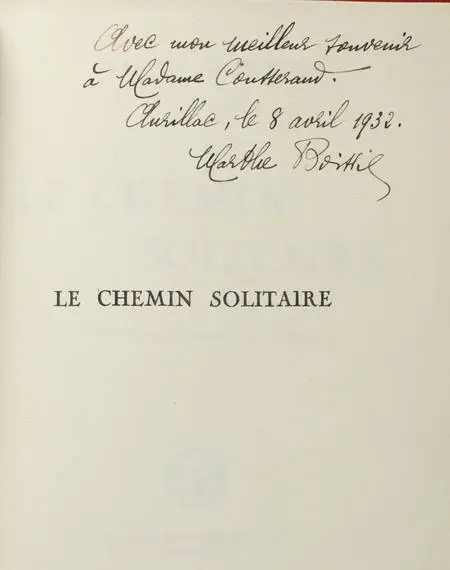 Marthe BOISSIER - Le chemin solitaire - Aurillac, 1932 - Photo 0 - livre de bibliophilie