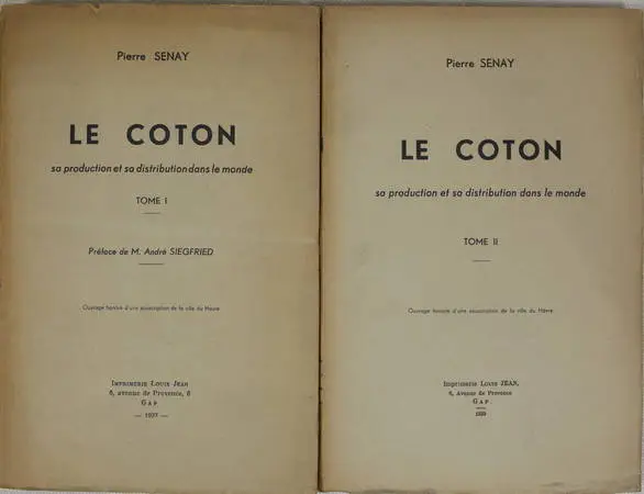 SENAY - Le coton sa production et sa distribution dans le monde 1937 - 2 volumes - Photo 1, livre rare du XXe siècle