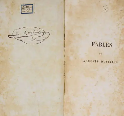 Photo livre n°1. DUVIVIER J M. Fables par J M F, livre rare du XIXe siècle