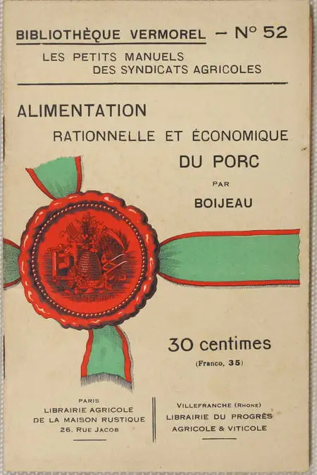 Photo livre n°1. BOIJEAU. Alimentation rationelle et économique du, 