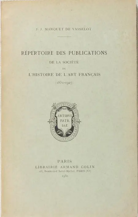 Photo livre n°1. MARQUET de VASSELOT. Répertoire des publications de la, livre rare du XXe siècle