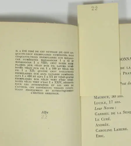 MAURIAC - Le feu sur la terre. Pièce en 4 actes - 1951 - EO - 1/470 Alfa - Photo 1, livre rare du XXe siècle
