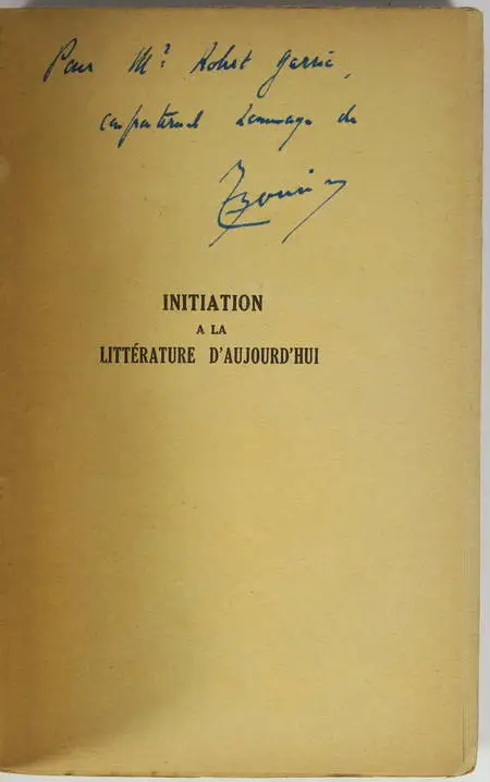 BOUVIER - Initiation à la littérature d'aujourd'hui. Cours moyen - 1932 - Envoi - Photo 0, livre rare du XXe siècle
