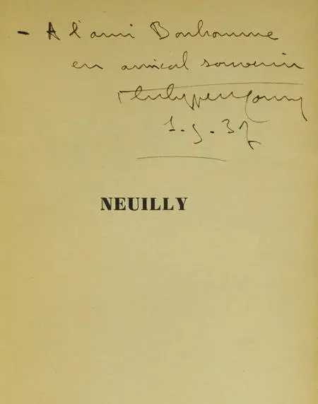 Philippe MONIN - Neuilly - Monographie - 1937 - Envoi - Photo 0, livre rare du XXe siècle