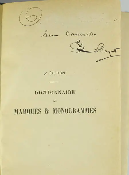RIS-PAQUOT. Dictionnaire des marques et monogrammes des faïences, grès, ... 1880 - Photo 0, livre rare du XIXe siècle