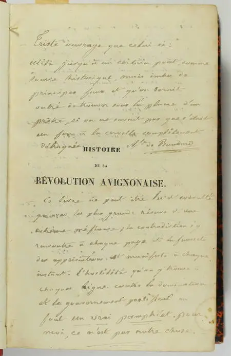 ANDRE - Histoire de la révolution avignonaise - 1844 - Relié - Photo 5, livre rare du XIXe siècle