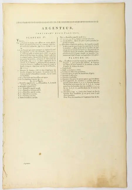 Argenteur - 1762 [Encyclopédie, planches, gravures, métier] - Photo 1, livre ancien du XVIIIe siècle