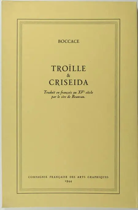 Photo livre n°2. BOCCACE. Troïlle et Criseida Traduction du, livre rare du XXe siècle