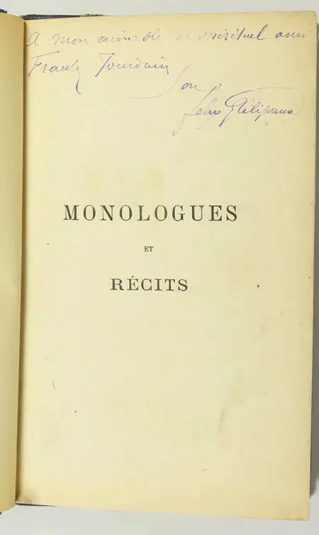 BOUCHER et GALIPAUX - Monologues et récits - 1883 - Dédicace - Photo 0, livre rare du XIXe siècle