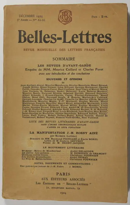 CAILLARD et FOROT - Avant-garde - Revues -  Belles lettres - 1924 - Photo 1, livre rare du XXe siècle