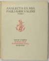 VALERY - Analecta ex mss. Pauli Ambrosii Valerii. Tomus I - 1926 EO sur Hollande - Photo 0, livre rare du XXe siècle