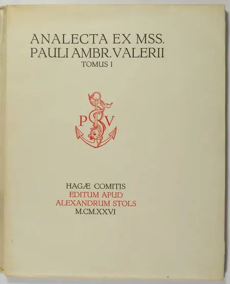 Photo livre n°1. VALERY paul. Analecta ex mss Pauli Ambrosii, livre rare du XXe siècle