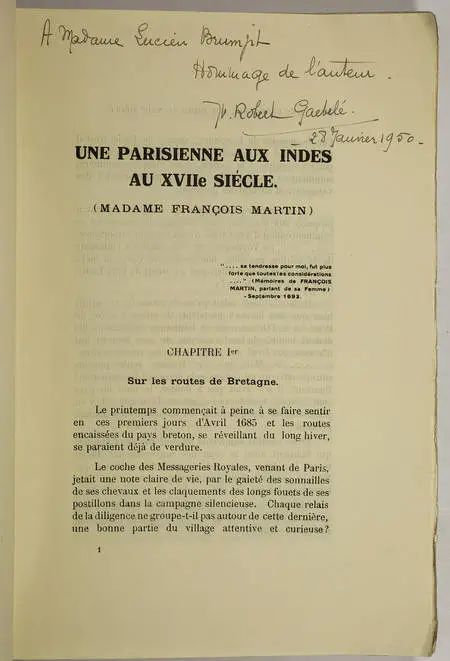 Y. ROBERT GAEBELE - Une parisienne aux Indes au XVIIe siècle - 1937 - Photo 0, livre rare du XXe siècle