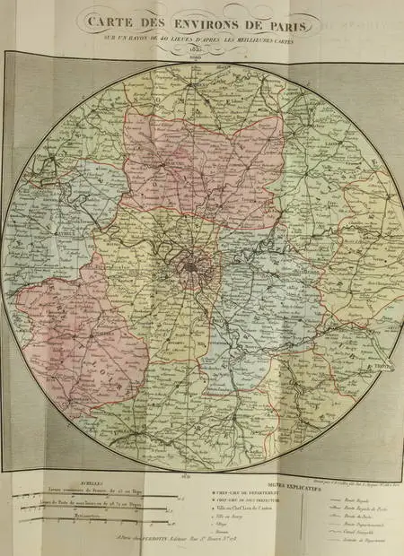 DUFEY - Dictionnaire historique des environs de Paris - 1835 - Carte en couleurs - Photo 0, livre rare du XIXe siècle