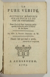 La pure vérité - Lettres et mémoires sur le duc et le duché de Virtemberg - 1765 - Photo 0, livre ancien du XVIIIe siècle