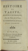 TACITE - Histoire - 1772 - Notes de Dotteville - 2 volumes - Plans - Photo 1 - livre ancien