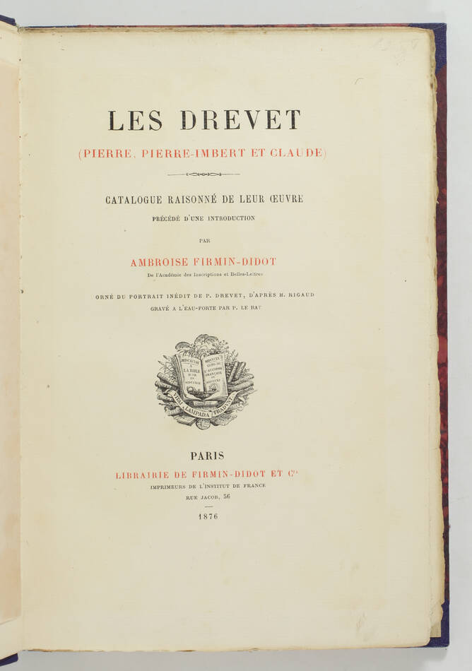 [Gravure] Firmin-Didot - Les Drevet, catalogue raisonné - 1876 - Photo 1, livre rare du XIXe siècle
