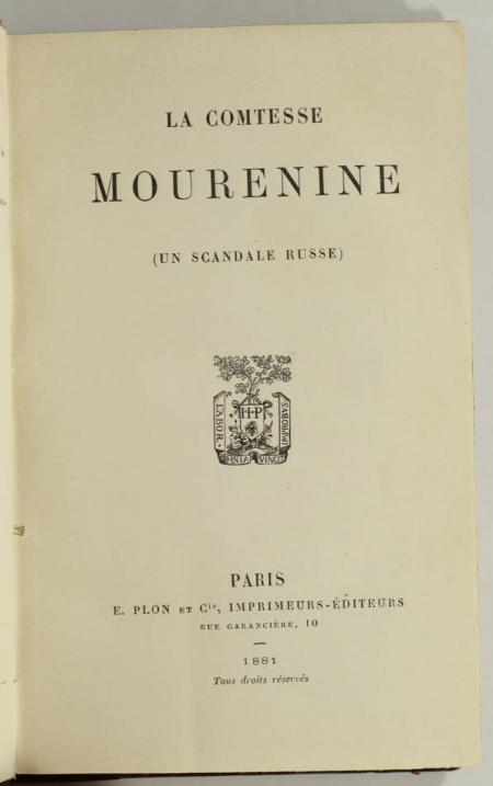 La comtesse Mourenine - Un scandale russe - 1881 - Rare - Photo 0, livre rare du XIXe siècle