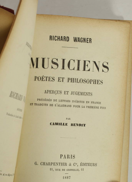 WAGNER - Musiciens, poètes et philosophes. Aperçus et jugements - 1887 - Photo 0, livre rare du XIXe siècle
