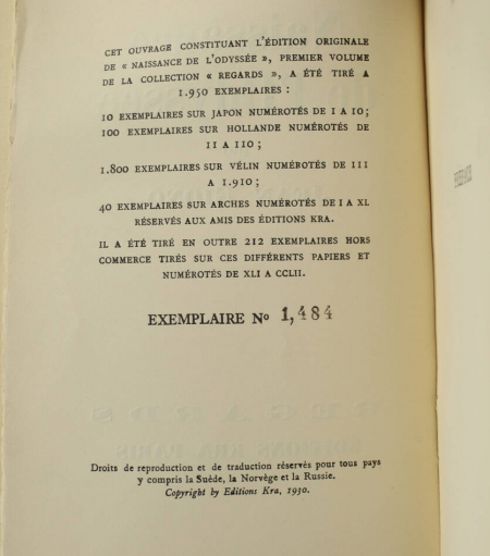 Jean GIONO - Naissance de l'Odyssée - 1930 - EO sur vélin - Photo 0, livre rare du XXe siècle