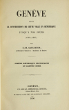 GAULLIEUR - Genève depuis la constitution de cette ville en république 1532-1856 - Photo 0, livre rare du XIXe siècle