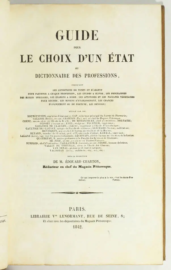 CHARTON - Dictionnaire des professions - 1842 - Ex-libris Visconti di Modrone - Photo 1, livre rare du XIXe siècle